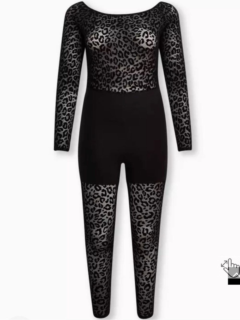 Torrid Plus Size 1 Full Length Long Sleeve Cat Suit - Flocked Black Leopard